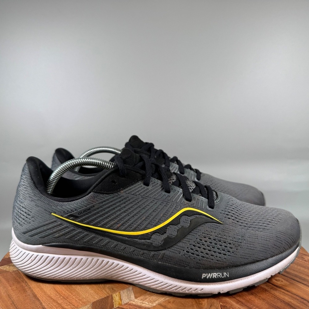 Saucony Guide 14 Mens Running Shoes Grey Black Yellow 20654-45 Size 10.5